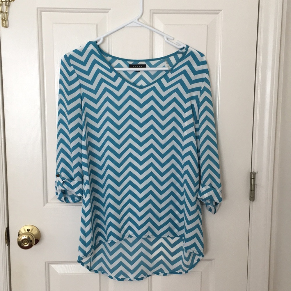 Blue and White Blouse